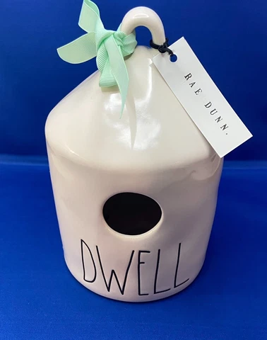 Rae Dunn Artisan Collection by Magenta "DWELL" Birdhouse w/Engraved Butterfly Cover