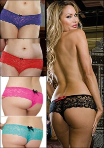 Plus Size Crotchless Boy Short Panties - Concealed Open Crotch - Picture 1 of 12