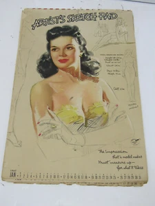 VTG. 1947 Munson Artist's Sketch Pad Pin-up Illustrated Complete 12mo Calender - Picture 1 of 6