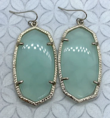复古 Kendra Scott Danielle 耳环 浅绿色玉髓 金色 (C) — 第 1/4 张图片