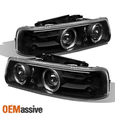 Fits 1999-2006 Chevy Silverado Suburban Black Halo Projector LED Headlights L+R - Image 1 of 2