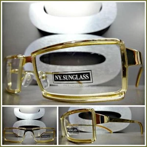 Herren MODERNER MODERNER Stil klare Gläser BRILLE Gold Metall Mode Gestell - Bild 1 von 10