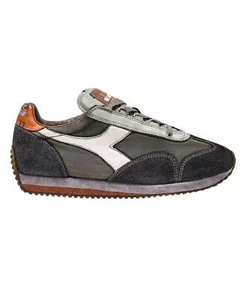 Scarpe Diadora Heritage Equipe Dirty Evo Sneaker Casual Uomo Pelle Grigio/Aranci - Picture 1 of 9