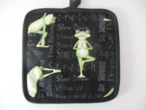 NEW,  FROGS displaying YOGA positions Potholder, 8"x 8" - Picture 1 of 1
