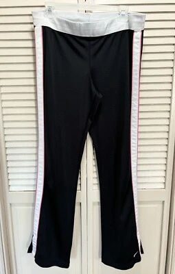 Nike Athletic тренировочные штаны черный/белый/розовый размер средний эластичный ремешок талии логотип - Изображение 1 из 4