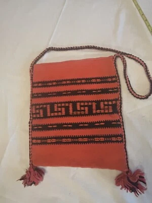Bolso de hombro de tela vintage tejido Boho hippy naranja bolso de libro G5 Foto 1 de 4