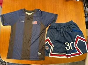 Paris Saint Germain Shorts Youth Small Navy Blue & USA Mitre Elite Jersey Sz Sm - Picture 1 of 12
