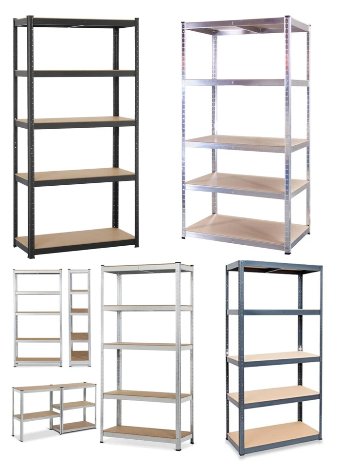 5 tier heavy duty metal shelving garage racking boltless storage shelf 2 sizes - Imagen 1 de 1