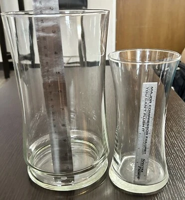 Two Matching Glass Vases With Tapered Waists By Phillips-10" X 6" and 8" X 4" - Image 1 of 4