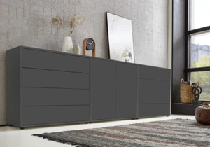 BMG Möbel Sideboard Mailand Set 4 Schubladenkommode und Türkommode in anthrazit - Bild 1 von 1