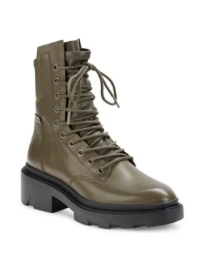 Botas de combate de cuero Maddox Ash para mujer nuevas con caja - aviador TALLA 40 oliva Foto 1 de 4