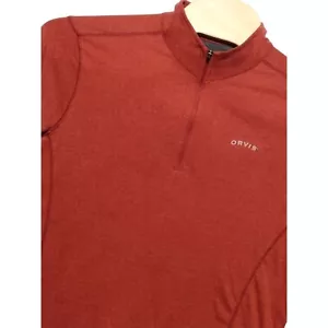 Orvis Men's Sandy Point Red 1/4 Zip Long Sleeve Pullover Shirt Size L - Picture 1 of 7