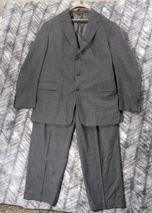 Hart Schaffner Marx Gold Trumpeter Suit 46 L Wool Houndstooth Check Pants 40x30 - Picture 1 of 24