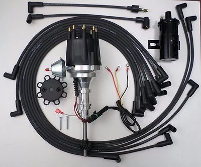 FORD Y Block 272 292 312 Small Cap BLACK HEI Distributor + 45k Coil +  USA Wires - Image 1 of 4