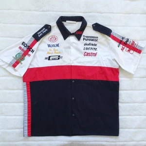 VTG Exquisite Designs Men's Pit Crew Racing Shirt XL Button-Up Logos Vintage - Picture 1 of 10