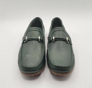 NEW BRUNOMAGLI Dark Green Silver 'Giapo Bit' Italian Loafers SZ 8 M NOS - Picture 1 of 9