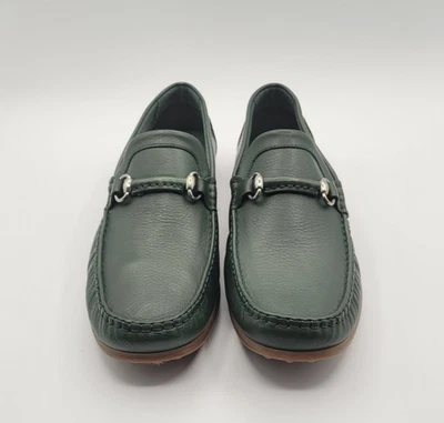NEW BRUNOMAGLI Dark Green Silver 'Giapo Bit' Italian Loafers SZ 8 M NOS - Image 1 of 4