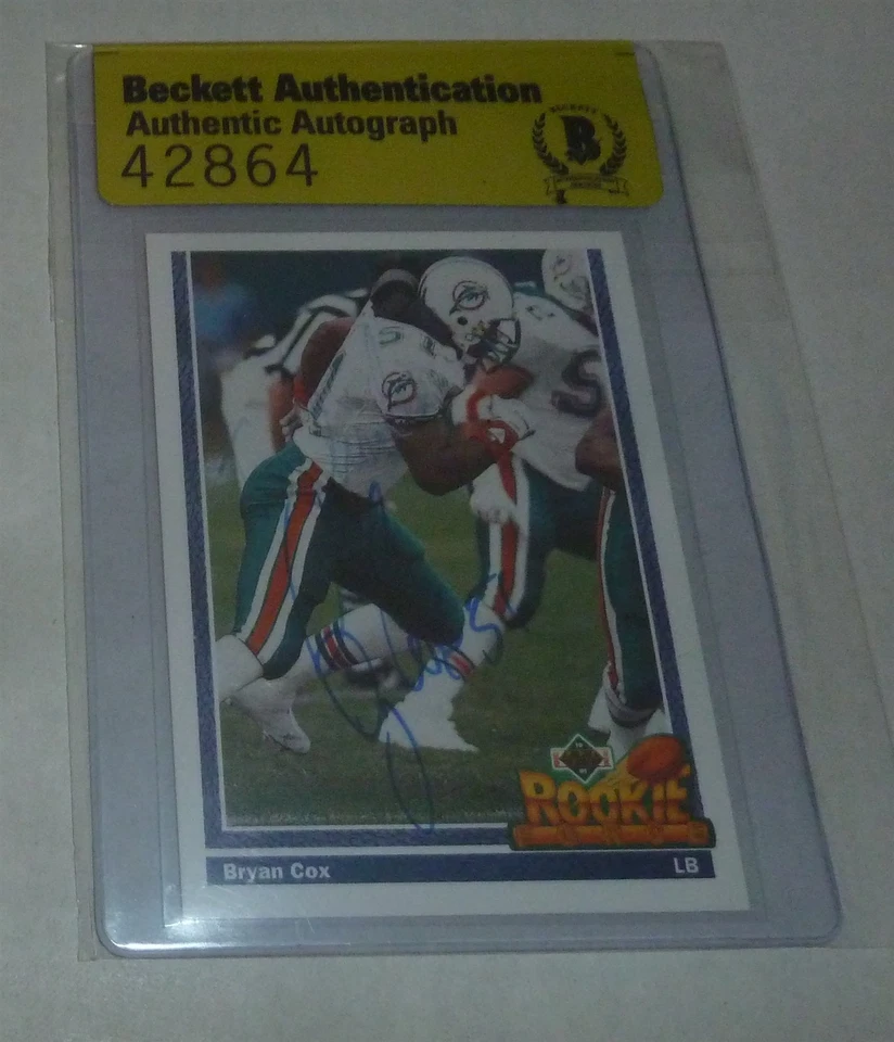1991 UD BRYAN COX Dolphins Rookie RC AUTO BGS BAS Signed Beckett Autograph  - Image 1 of 1