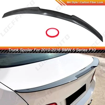 Carbon Fiber Look M4 Style Rear Spoiler Lip Wing For BMW 5 Series F10 2011-2016 - Image 1 of 4
