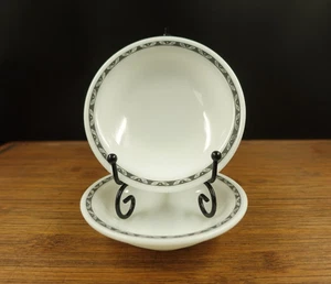 2 Anchor Hocking Anchorware Milk Glass Gray Trim Berry Bowls 4 1/2'' - Picture 1 of 7