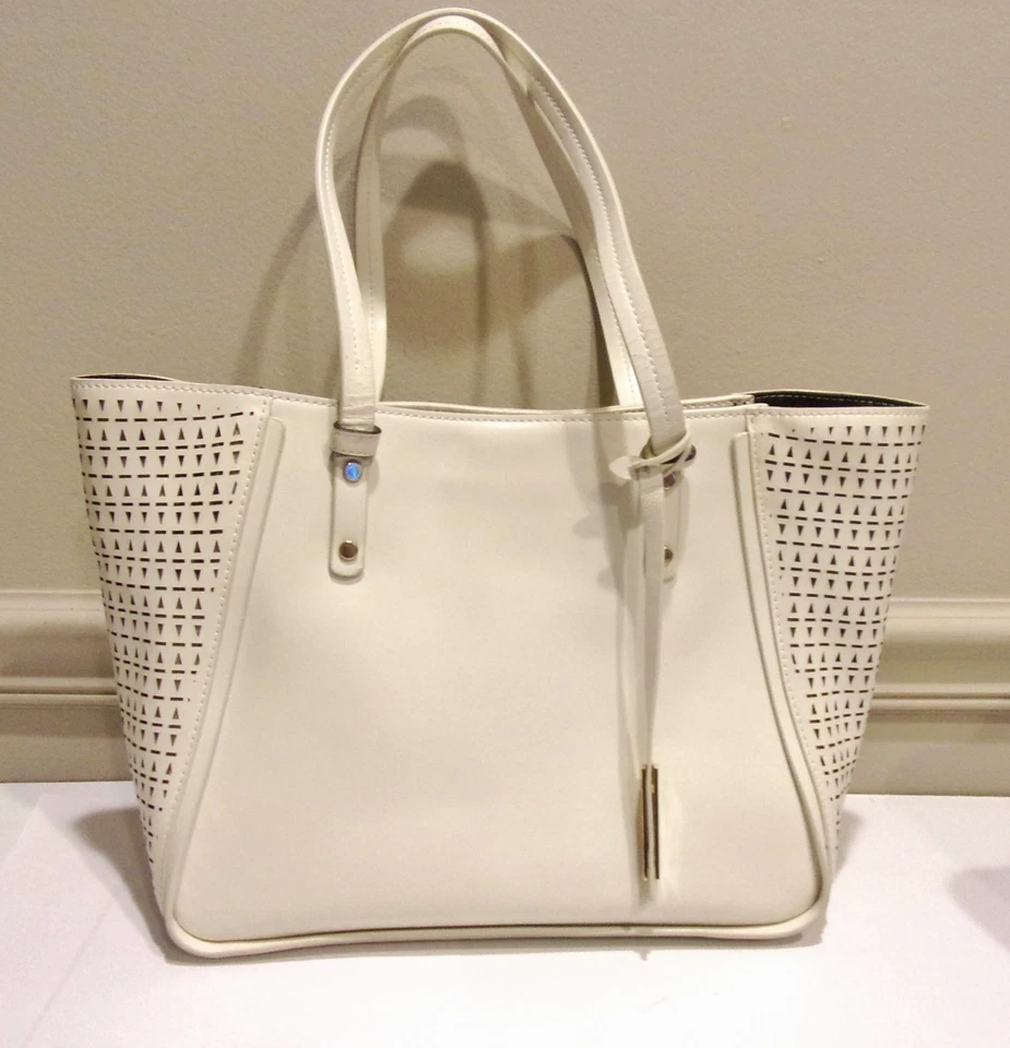 Vince Camuto White Smooth & Perforated Genuine leather Tote Shoulder Handbag - Image 1 of 4