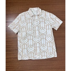 Camicia Billy Reid Tuscumbia vestibilità rilassata manica corta cotone stampa geometrica M - Foto 1 di 15
