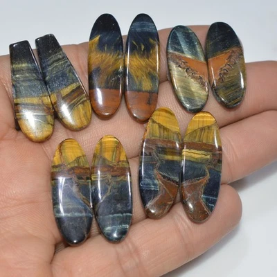 5 pares de piedras preciosas naturales multi ojo de tigre de 140 quilates 34x9 26x10 mm #17106 Foto 1 de 4