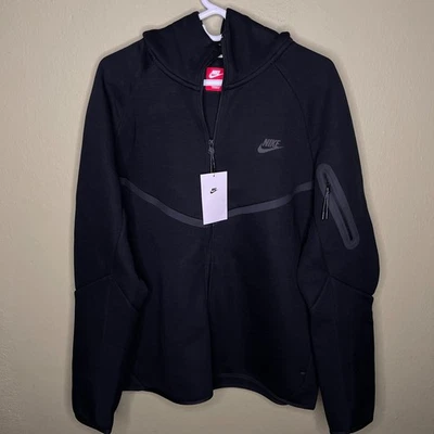 Sudadera con capucha Nike Tech Fleece Windrunner para hombre pequeña cremallera completa ropa deportiva triple negra Foto 1 de 4