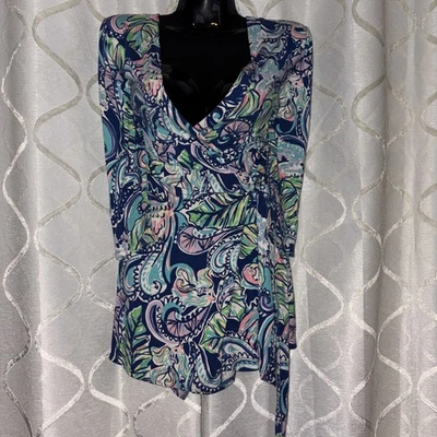 Lilly Pulitzer Tiki Wrap Front Romper Dress Womens XS Resort Paisley Tropical - Image 1 of 4