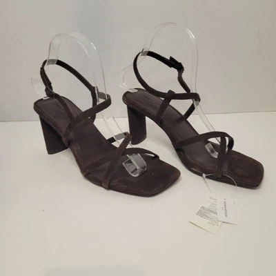 Banana Republic 棕色麂皮绒绑带高跟鞋凉鞋 7.5 码全新带标签 — 第 1/4 张图片