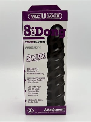 Doc Johnson Vac-U-Lock Codeblack 8" Dong Raging Hard-Ons Dildo - Image 1 of 2