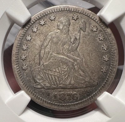 Cuarto de cuarto libertad sentada 1876 CC muy fino 20 certificado NGC Foto 1 de 3