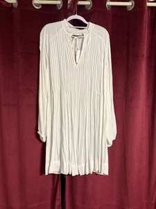H&M White Pleated Semi-Sheer Dress Size 10 - Picture 1 of 7