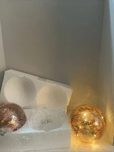 GLOWING LED STARGAZER GOLD CRACKLE GLASS ORB SPHERE LIGHTS / 2 - Picture 1 of 6