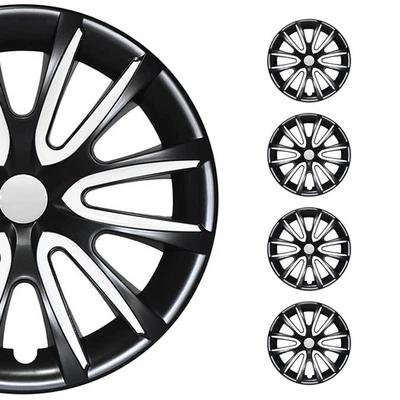 Tapacubos cubiertas de rueda de 15" para Toyota negro blanco brillante Foto 1 de 4