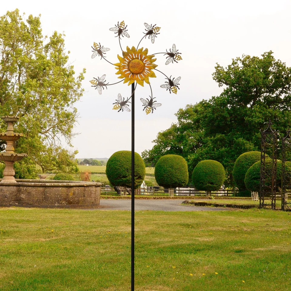 Bumble Bee and Sunflower Garden Spinner Spike Outdoor Ornament - Image 1 of 4