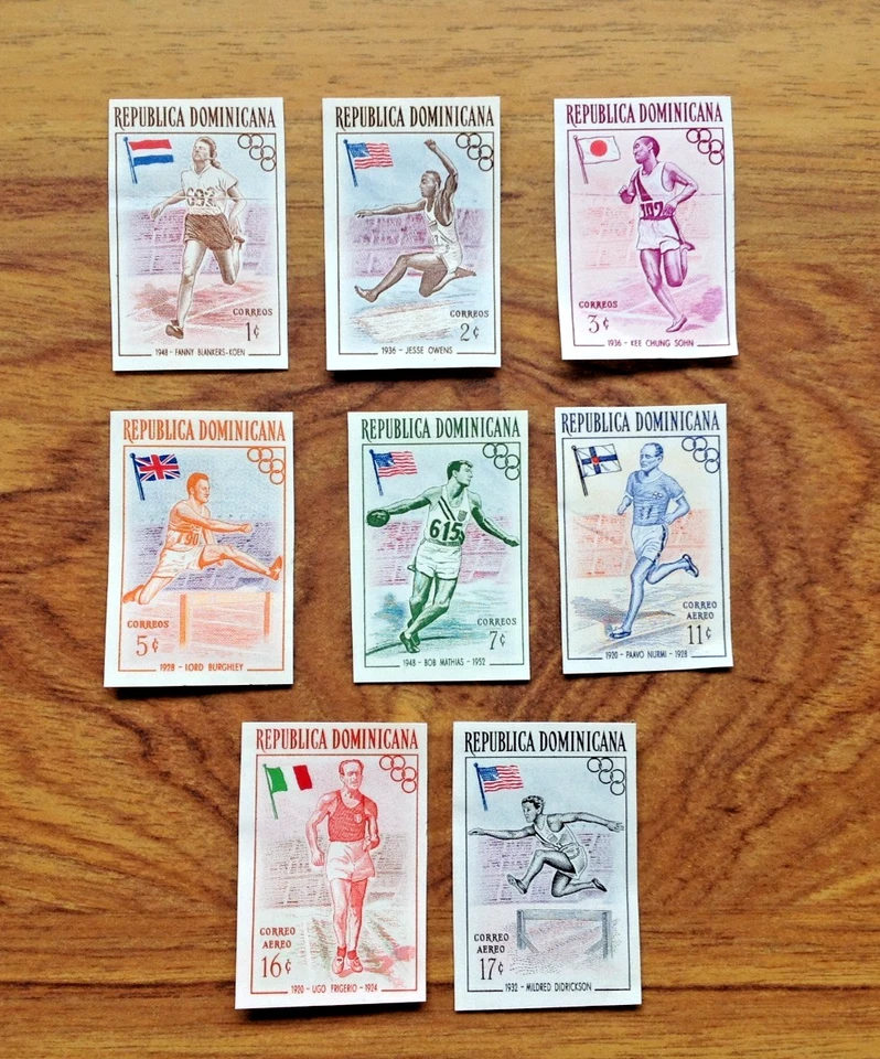 Dominican Republic 1957 Olympic Games MH stamps SG 667 - 675 Jesse Owens - Image 1 of 3
