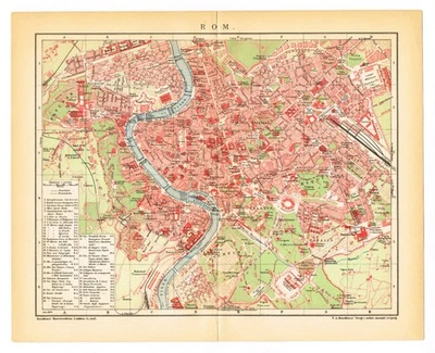 ROME Original Antique map plan 1905 DATED ITALY Repubblica Italiana VATICAN CITY - Image 1 of 4