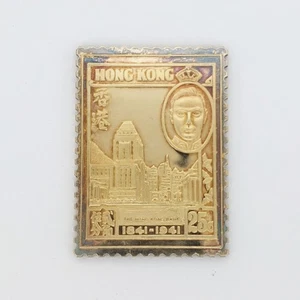 Hong Kong Stamp Ingot 24K Gold Plate Sterling Silver Centenary of British Rule - Picture 1 of 12
