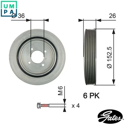BELT PULLEY CRANKSHAFT TVD1011A FOR PEUGEOT PARTNER/ORIGIN/Box/Body/MPV/URBANA - Image 1 of 4