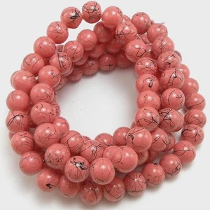 50 Stck. Rosa mit schwarzen Glasperlen 8 mm - Bild 1 von 2