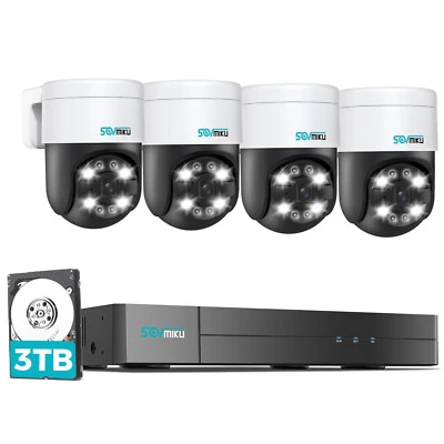 SOVMIKU 16CH NVR 5MP CCTV PoE Camera System 3T HDD Wired Kit Pan Tilt IP Network