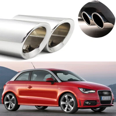 Punta de silenciador de escape de coche 2 piezas moldura de tubo de escape plateada para Audi A1 2011-2017 #2030 Foto 1 de 4