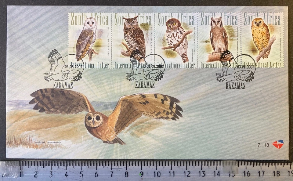 Sudáfrica 2007 FDC búhos aves rapaces usados Foto 1 de 1