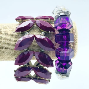 Lila Perlenarmband 2 Stück Marquise facettierte Perlen und gewürfelte Stretch - Bild 1 von 11