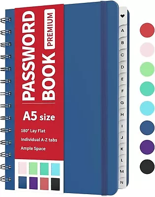 Password Book with Individual Alphabetical Tabs, 5.3"x7.6" Medium Size Notebook - Image 1 of 4