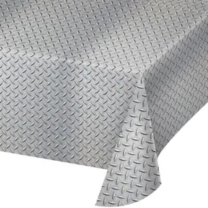 Metal Diamond Plate Plastic Tablecloth Banquet 54" x 102" Tableware Decoration - Picture 1 of 1