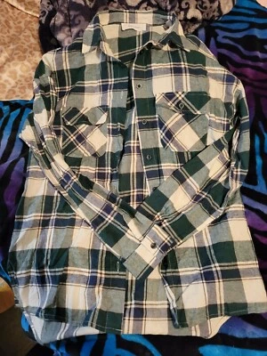 Blusa Top Azul Asfalto A Cuadros Abotonada Niñas Mujeres Usada en Excelente Condición Azul Verde  Foto 1 de 3