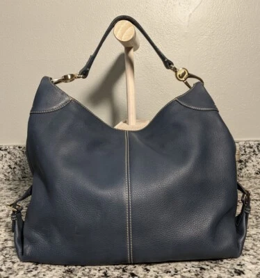 Bolso grande holgado Dooney & Bourke grano guijarro bolso saco cartera - azul oscuro serie #  Foto 1 de 4