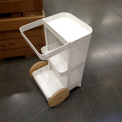 Ikea DAJLIEN Utility Cart White 16 1/2" x 15 3/8" x 25 5/8" Steel Bamboo New - Image 1 of 4